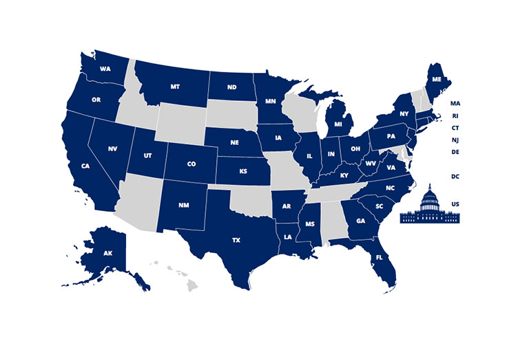 map of states with sel bills