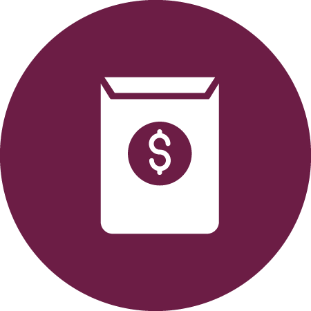 Envelope with dollar sign on it