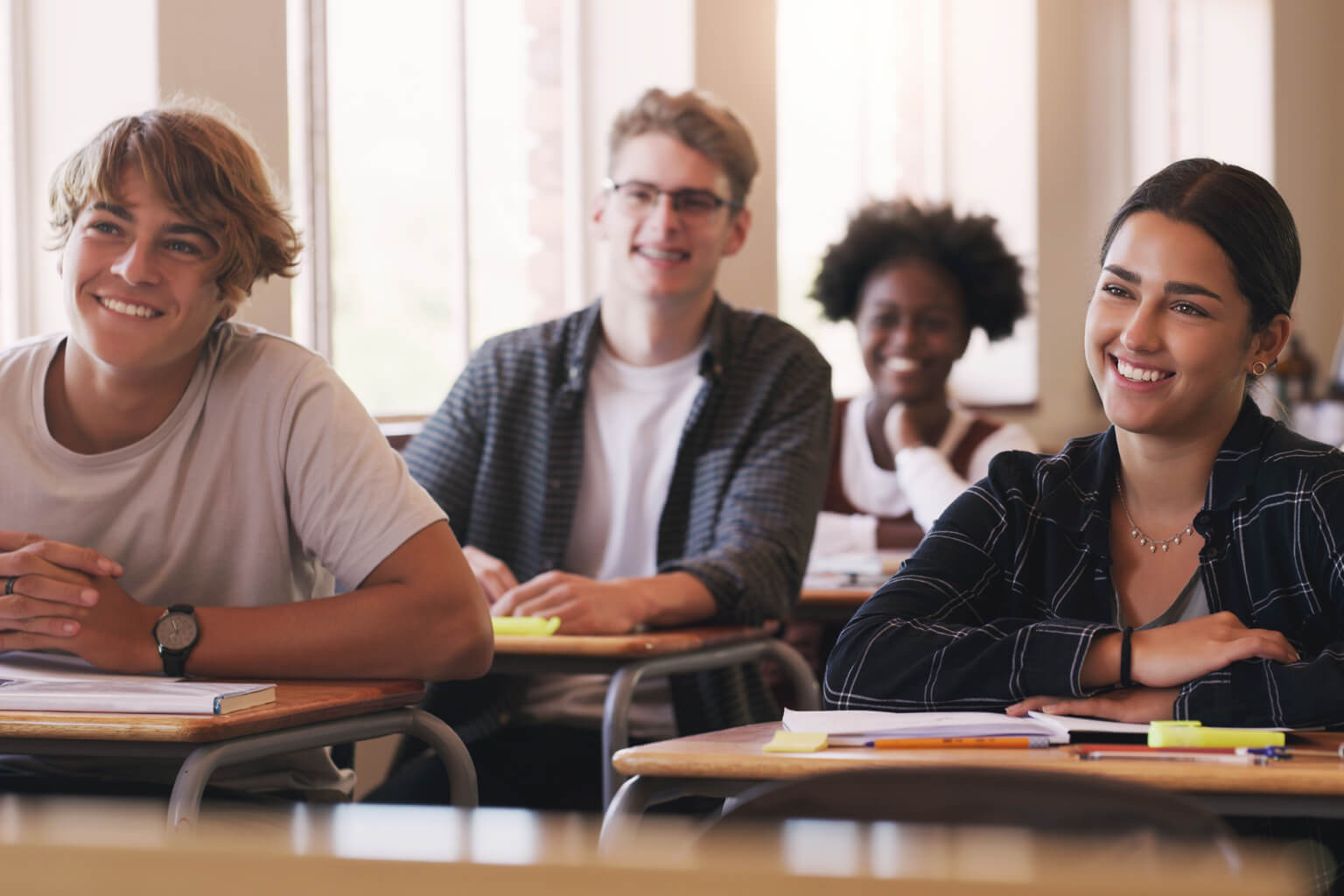 High school students in class.