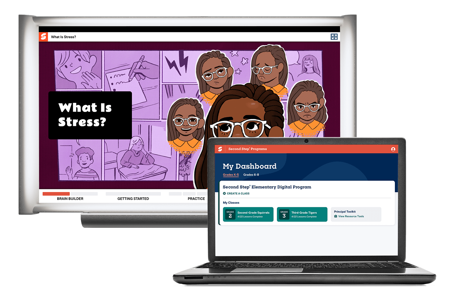 Sample screens from elementary digital program.