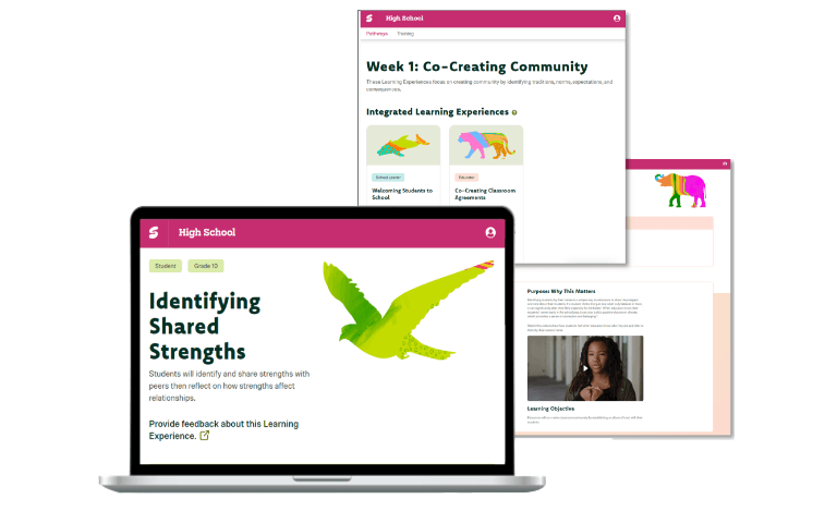 Sample screens from high school digital program.