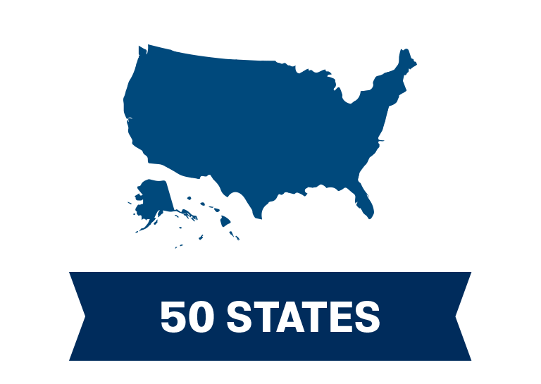 United States and banner that says 50 states