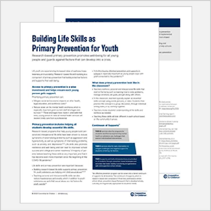 Building Life Skills as Primary Prevention for Youth