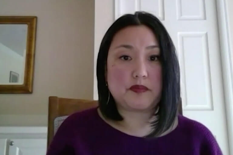 Dr. Tia Kim on a video call.